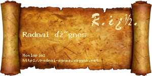 Radnai Ágnes névjegykártya